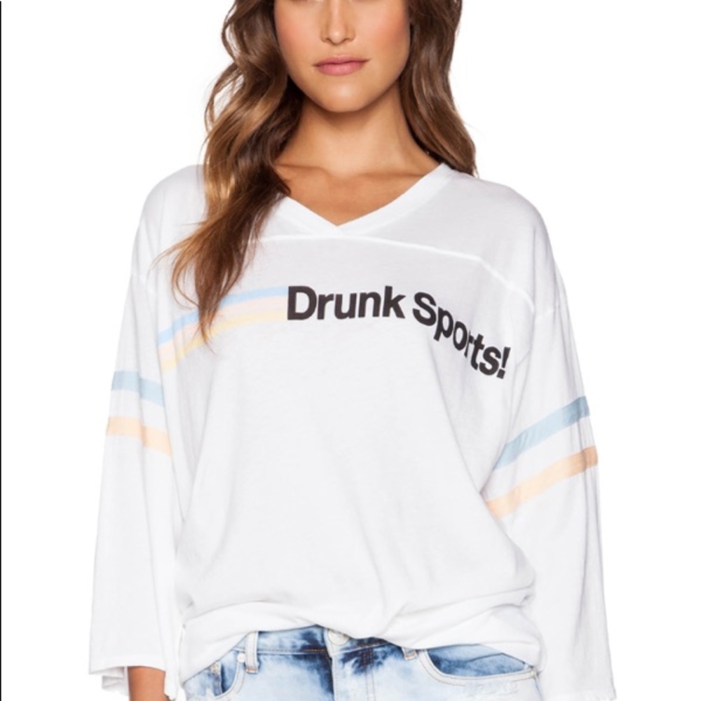 Wildfox “Drunk Sports” Jersey Style Tee